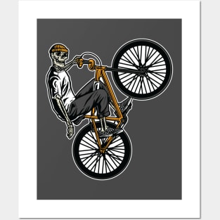 Skeleton Gang Banger on a Bicycle Cartoon Posters and Art